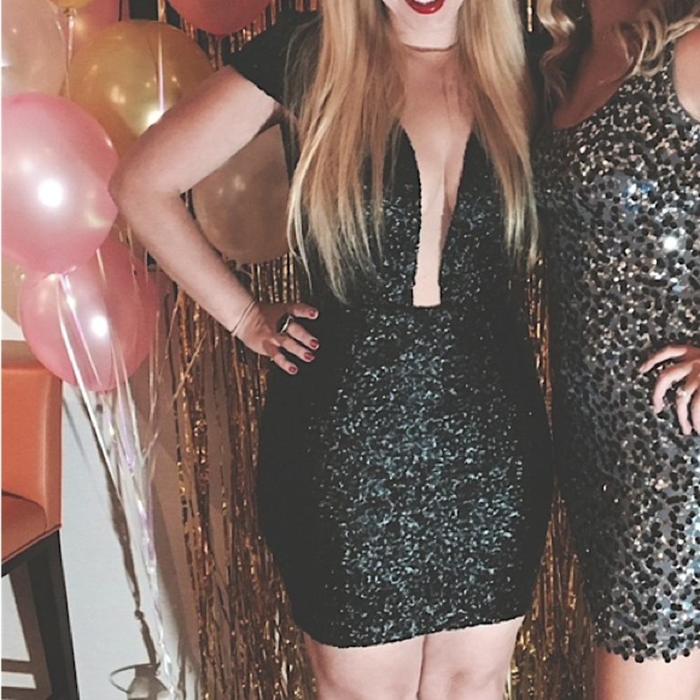 Gorgeous and Sparkling Black Dress the Population Dress